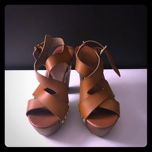 Brown Open Toe High Heels